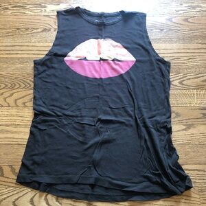 Chaser Tank Hello Mouth Lips Dark Grey